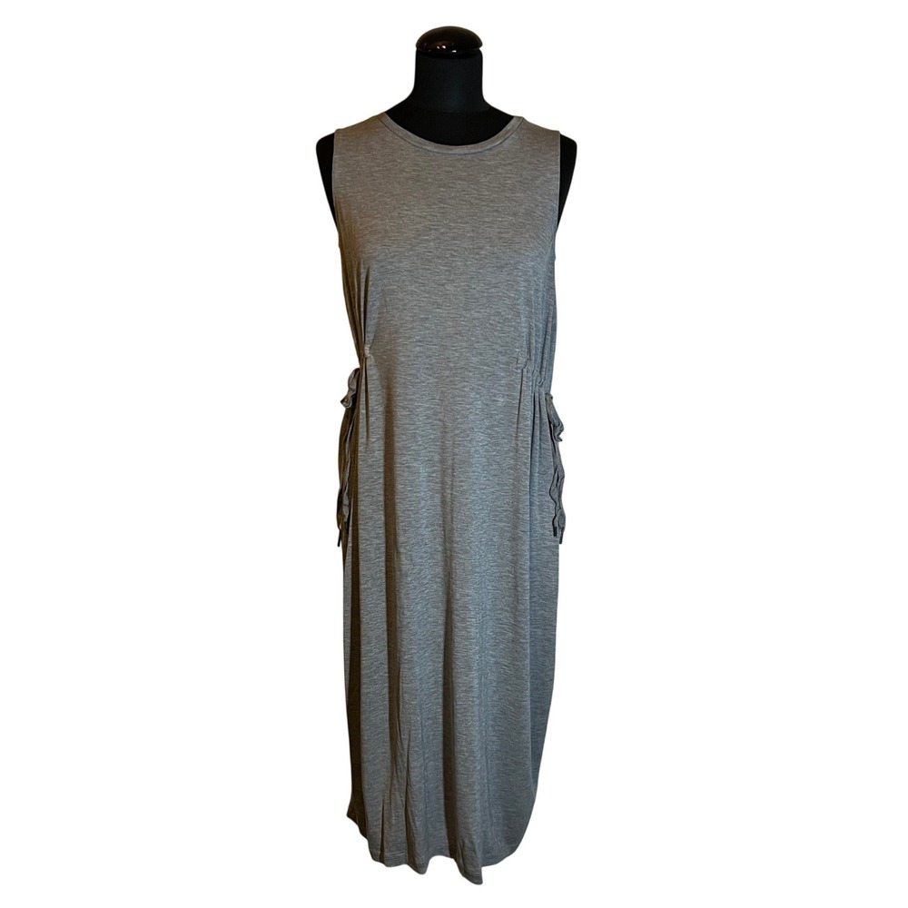 COS Sleeveless Cinch Side Midi Dress Heather Grey Jersey Knit, Womens Size Small